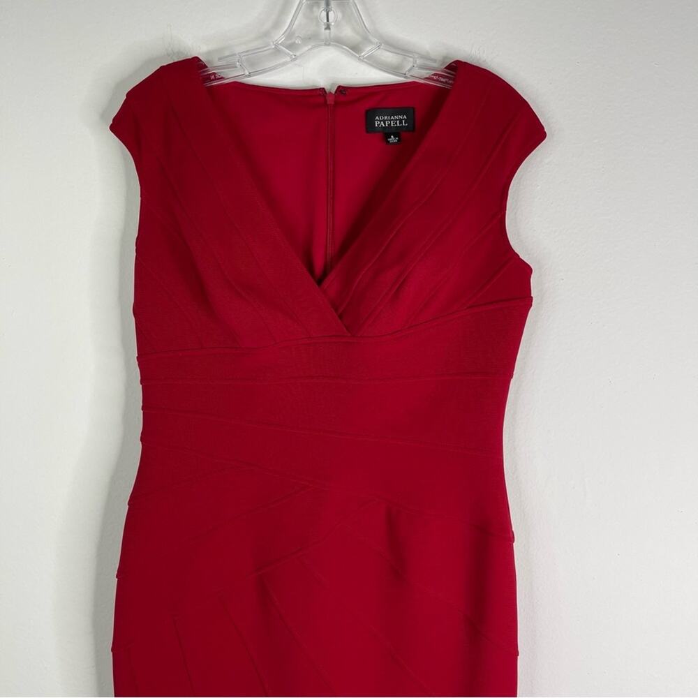 Adrianna Papell red stretchy bandage sheath evening wedding midi dress 8 - Picture 2 of 6